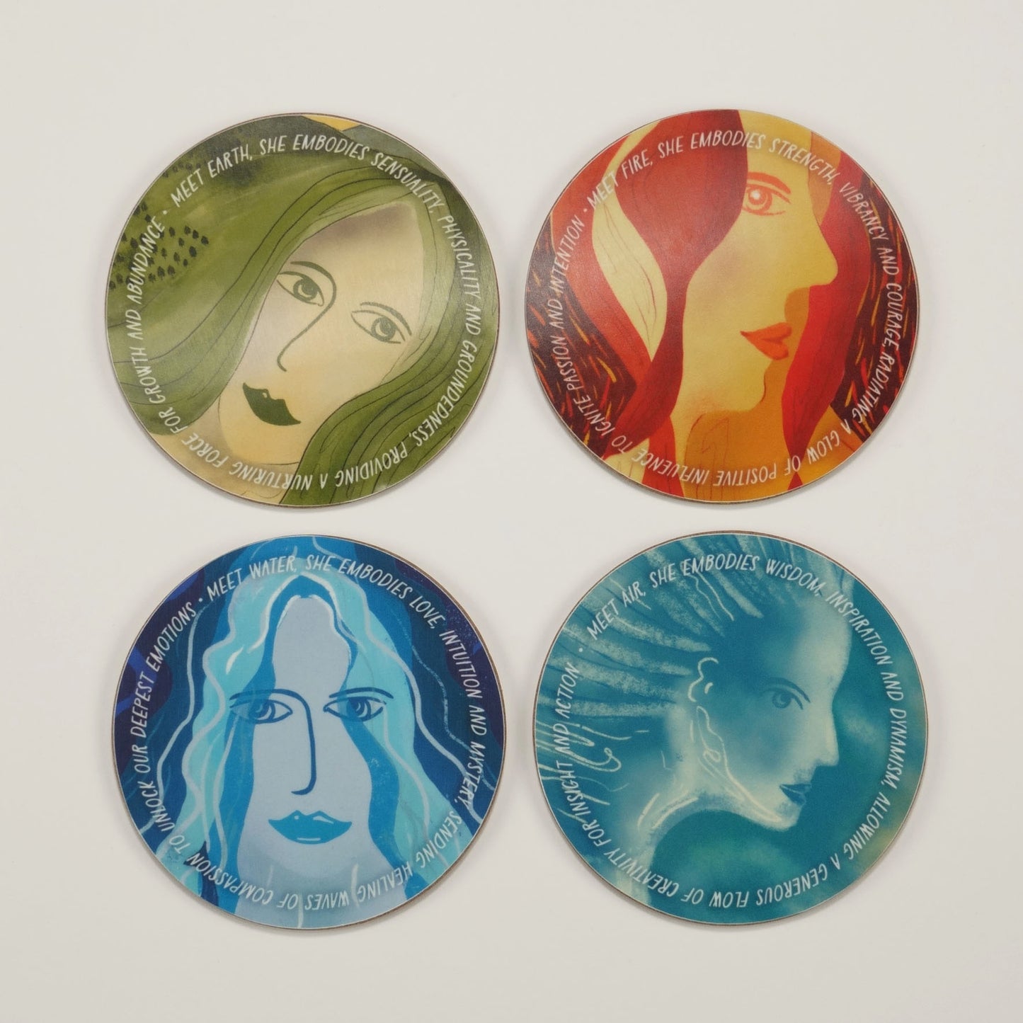 Wild Women of the Elements - Set of 4 coasters