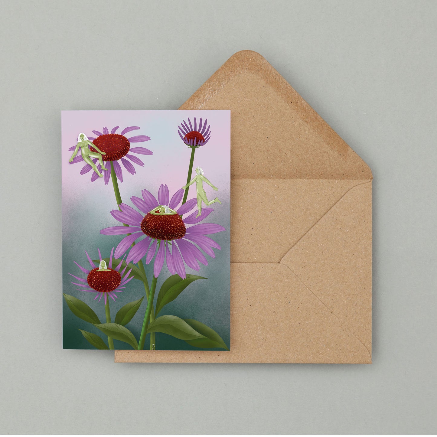 Wild Women of the Flowers - Echinacea - Greeting card