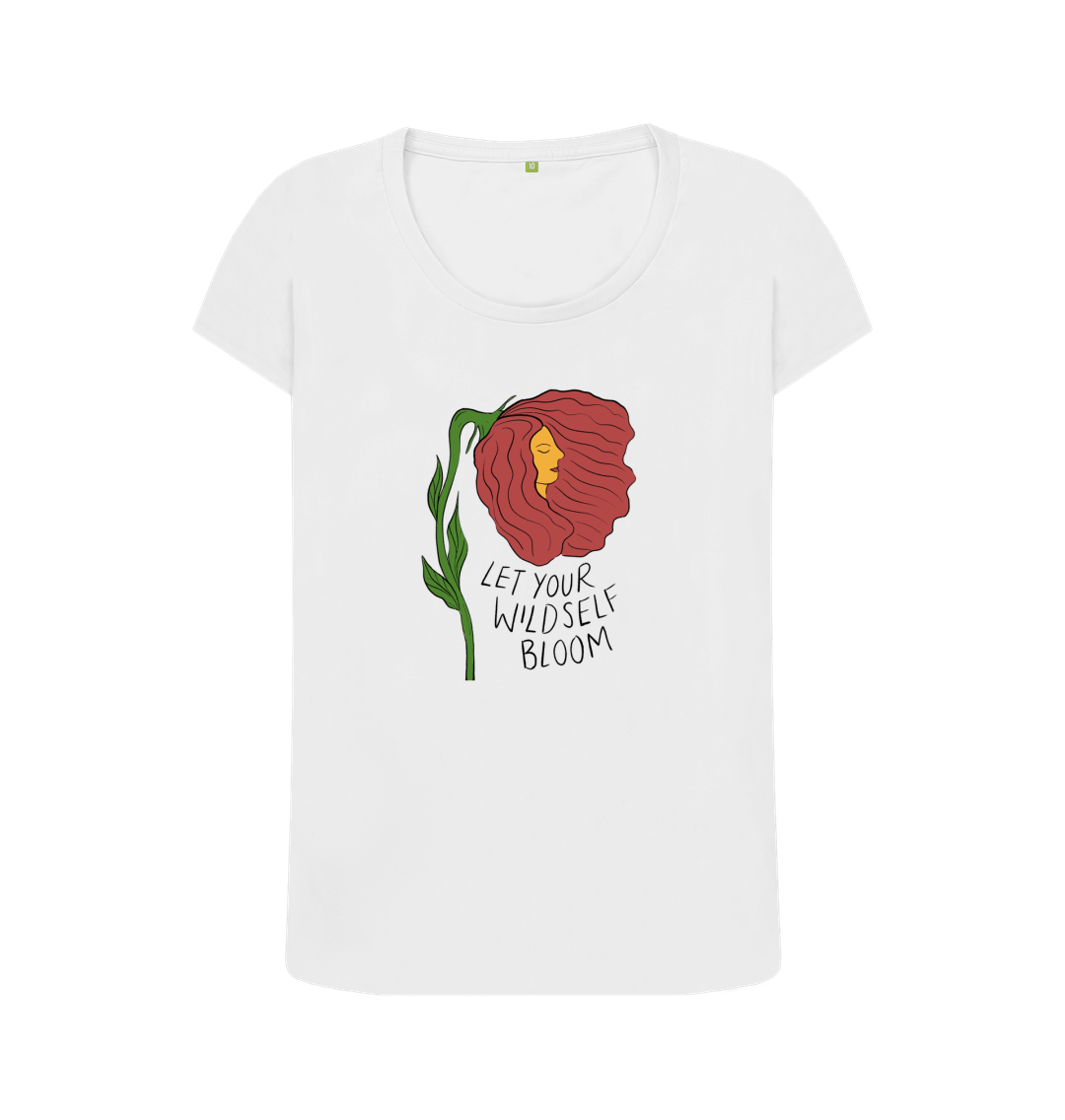 White 'Bloom' Scoop Neck Tee