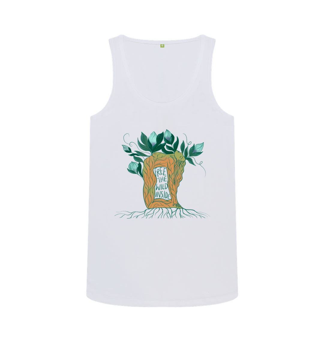 White 'Wild Inside'  Cotton tank