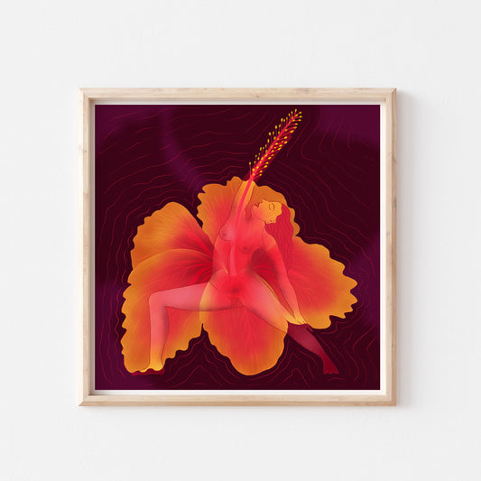 Floral Radiance: Warrior's Bloom - Open edition giclée print - Unframed